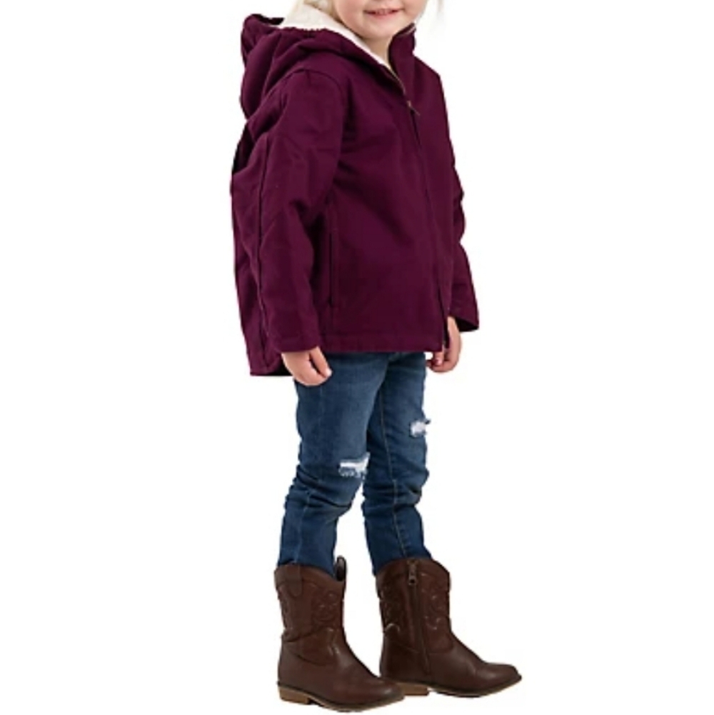 Berne Toddler Girls Cotton Duck Sherpa Lined Hooded Jacket Plum Purple 18M